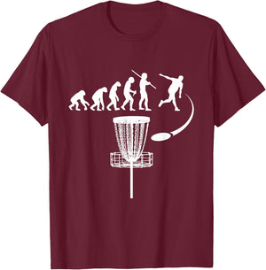 Funny Disc Golf Player Clothes Evolution Humor Men Women T-Shirt - T-Shirt | Maroon