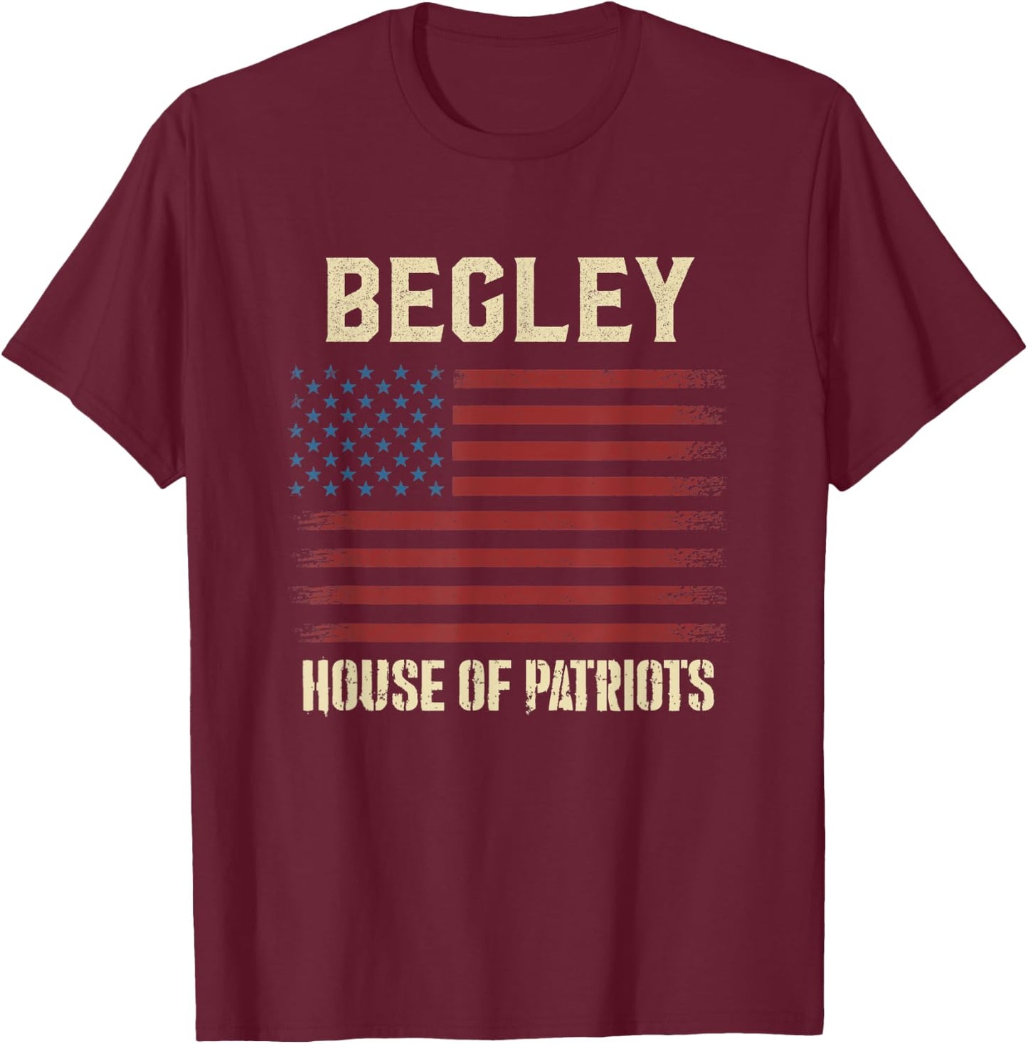 BEGLEY Last Name Surname American Flag Family T-Shirt - T-Shirt | Maroon