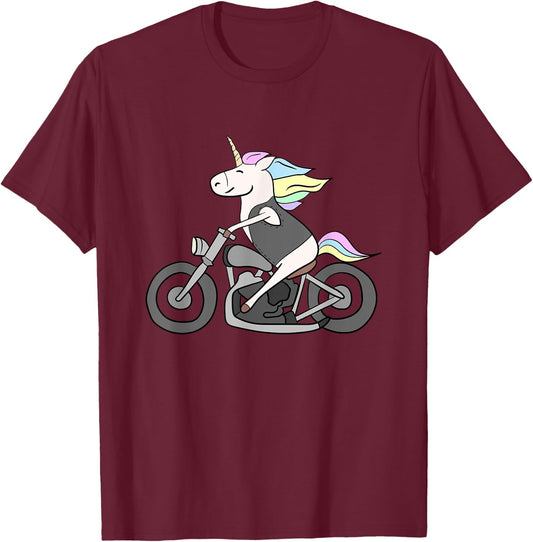 Born To Bike Unicorn I Motorcycle Fan Biker Fun T-Shirt - T-Shirt | Maroon