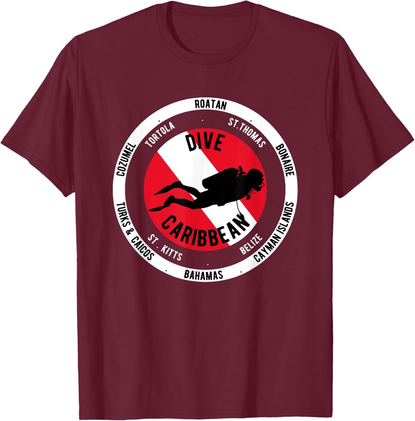 Scuba Dive Caribbean T-Shirt - T-Shirt | Maroon