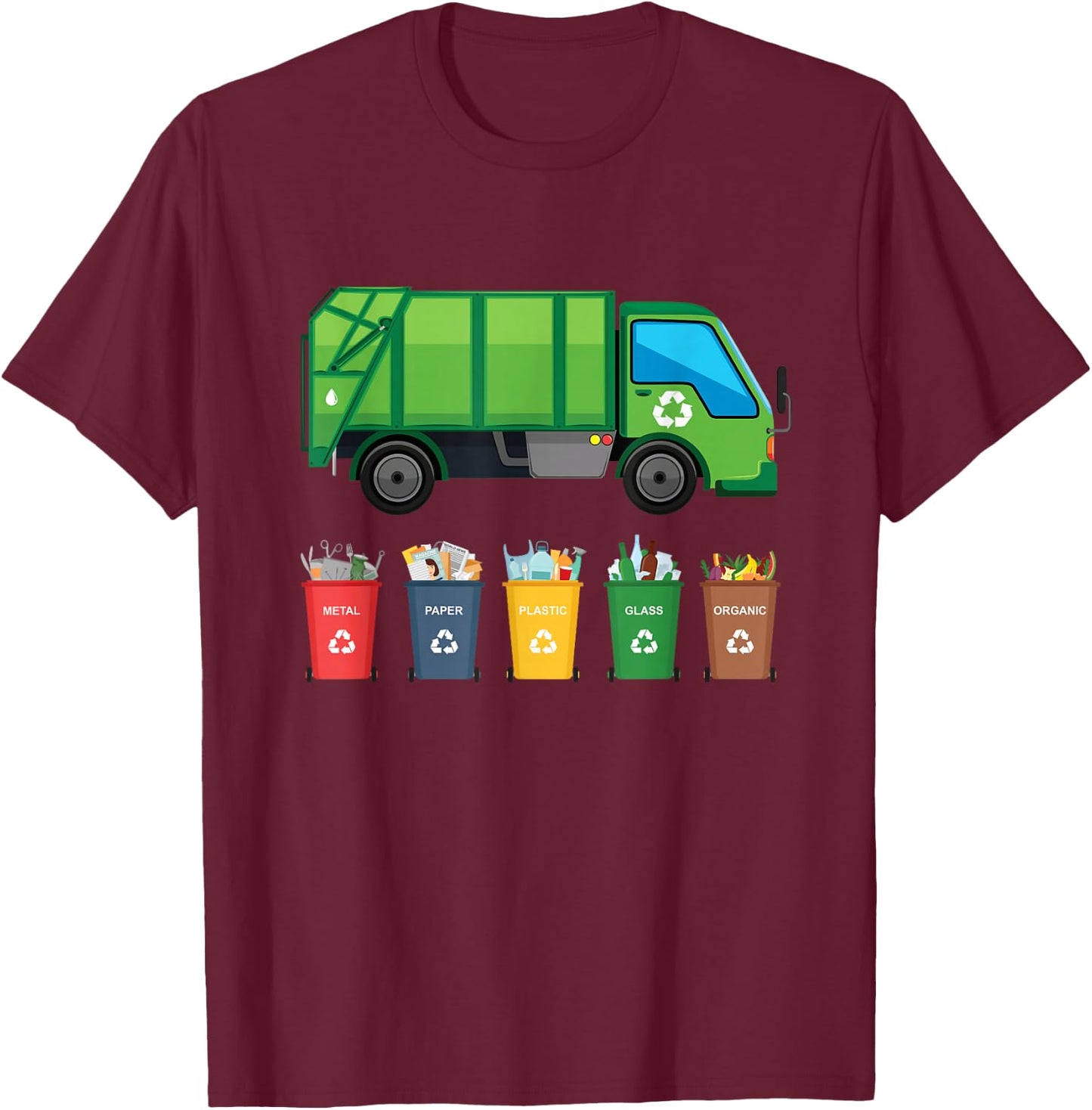 Recycling Trash Kids Garbage Truck T-Shirt - T-Shirt | Maroon