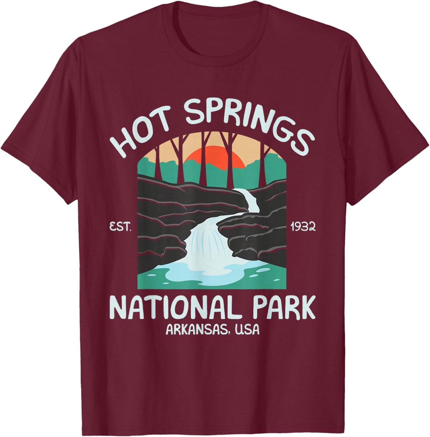 Hot Springs US National Park Arkansas Gift T-Shirt - T-Shirt | Maroon