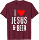 I Love JESUS and BEER, Christian Vintage Grunge alcohol T-Shirt - T-Shirt | Maroon