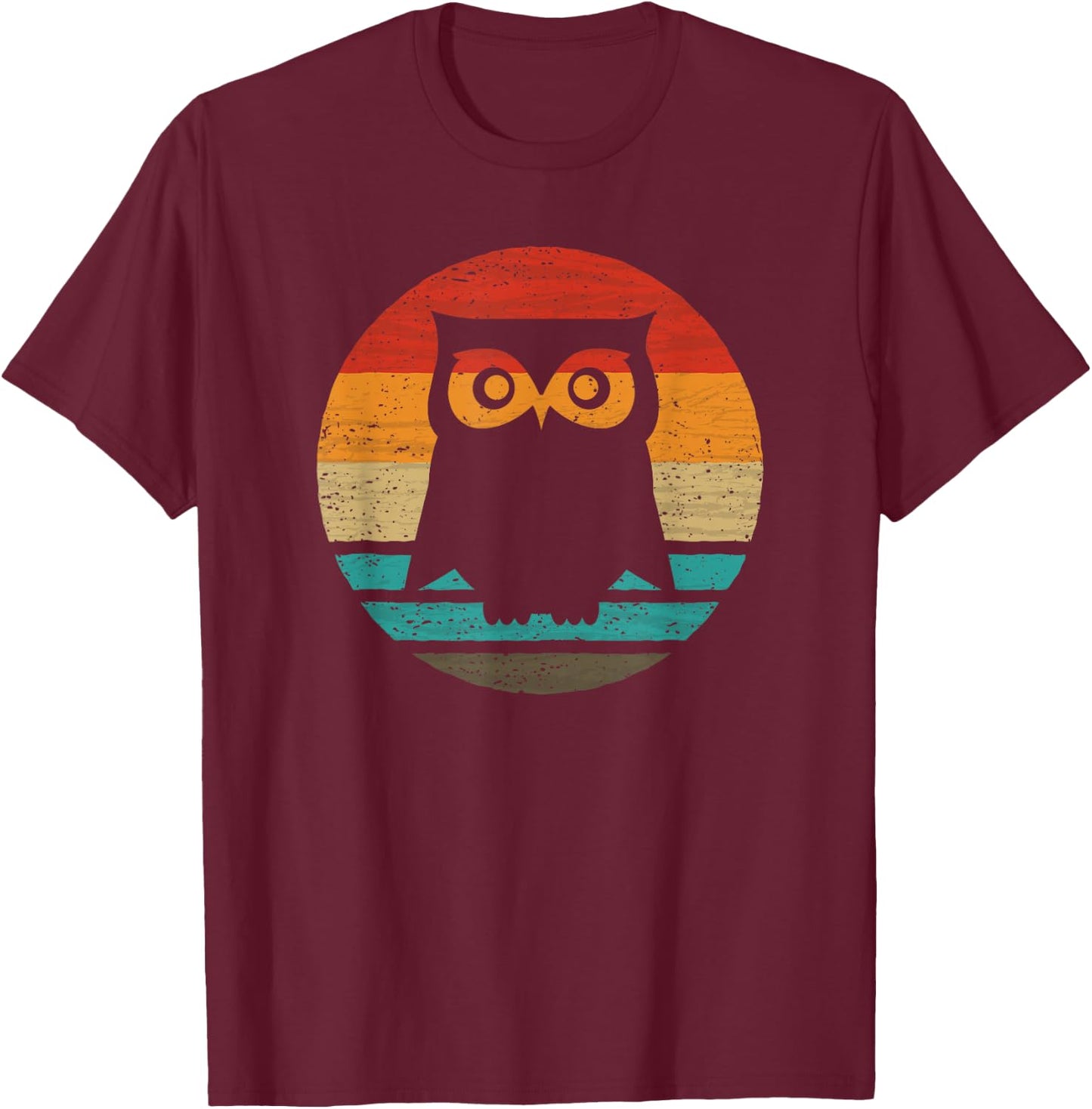 Owl Retro Style Vintage T-Shirt - T-Shirt | Maroon