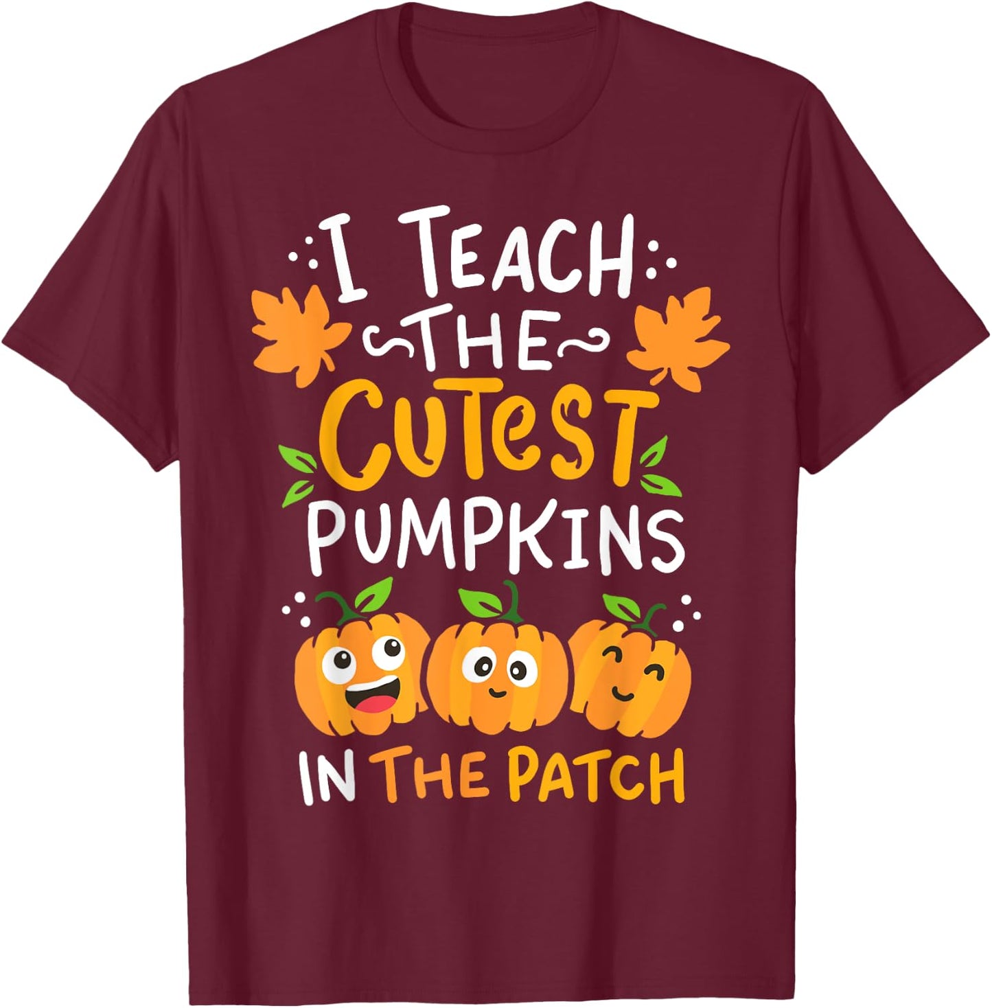 Teacher Halloween Pre-K Teacher Kindergarten Cutest Pumpkins Men Women Girls Kids T-Shirt - T-Shirt | Maroon