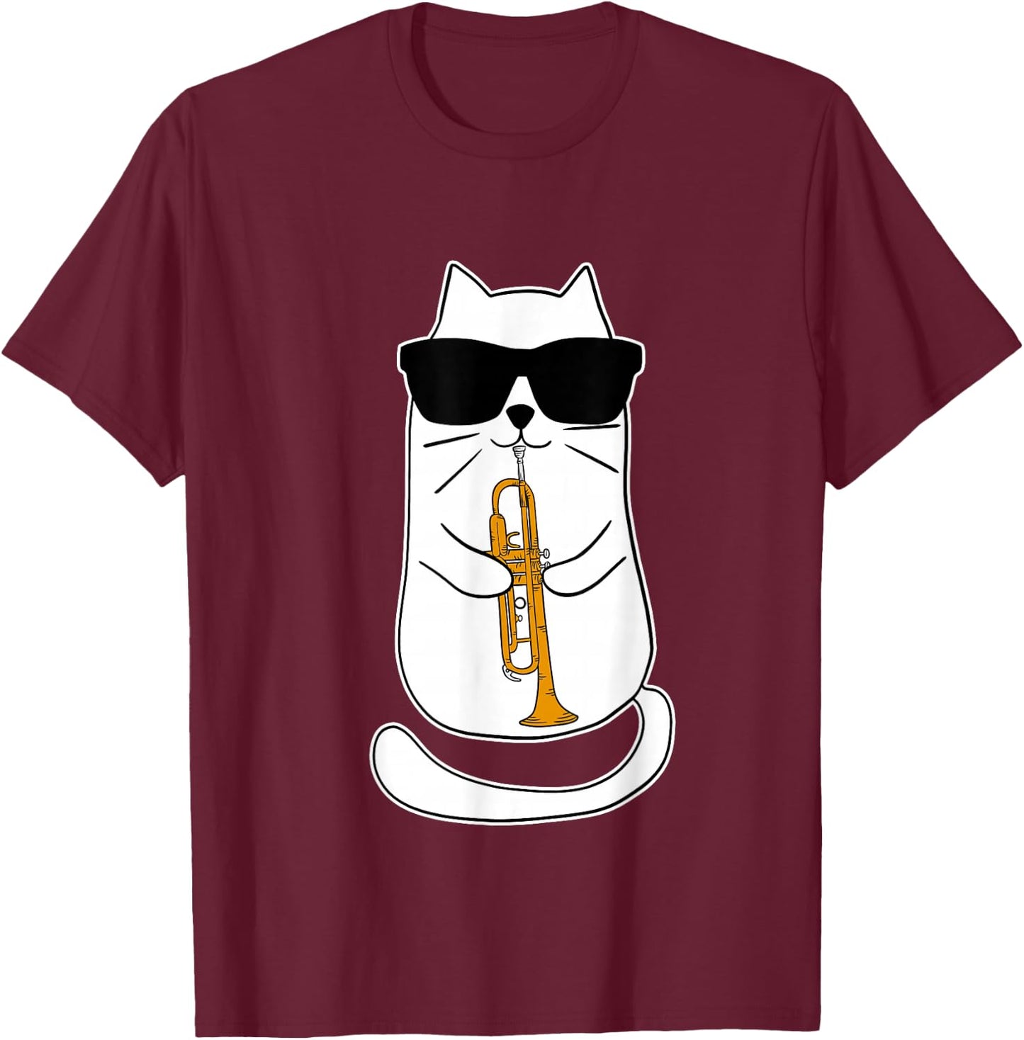 Trumpet Cat Funny Trumpet Player T-Shirt - T-Shirt | Maroon