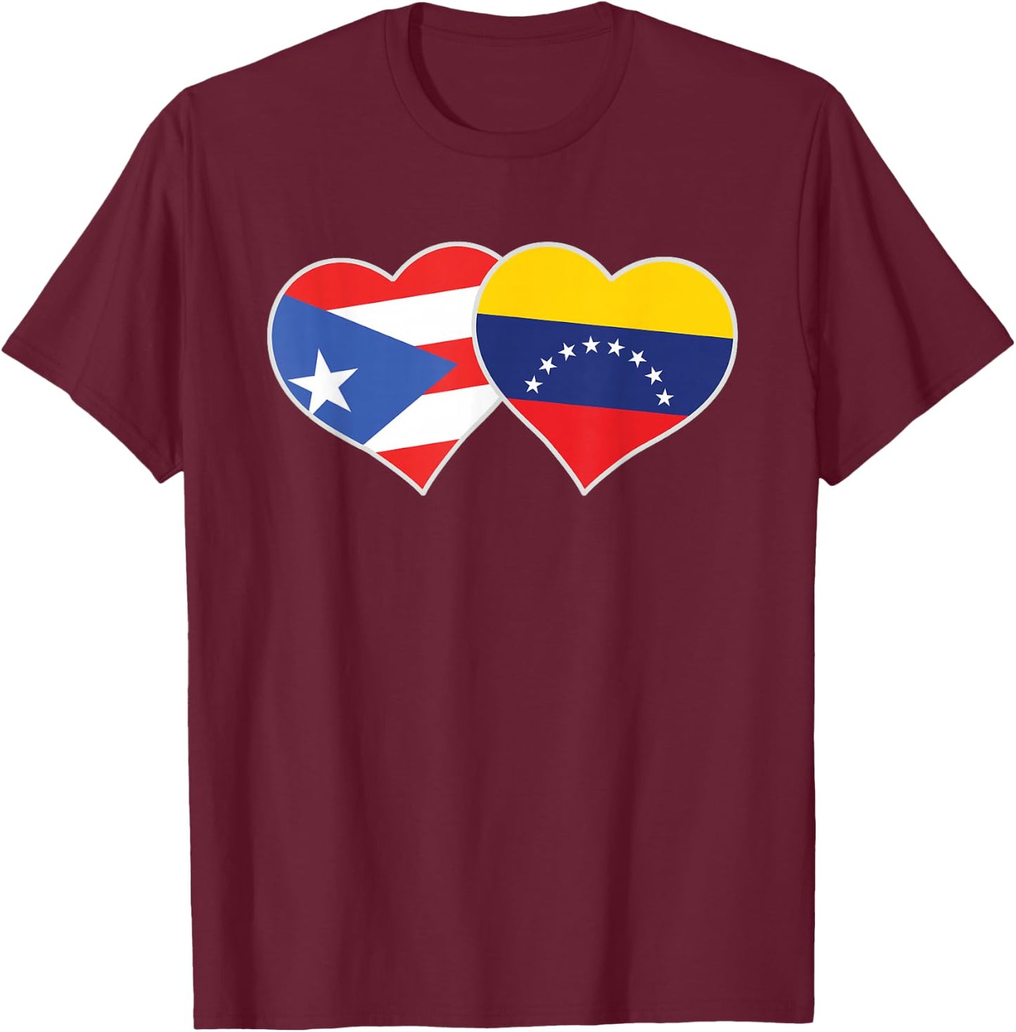 Puerto Rico Venezuela Flag Heart Puerto Rican Venezuelan T-Shirt - T-Shirt | Maroon