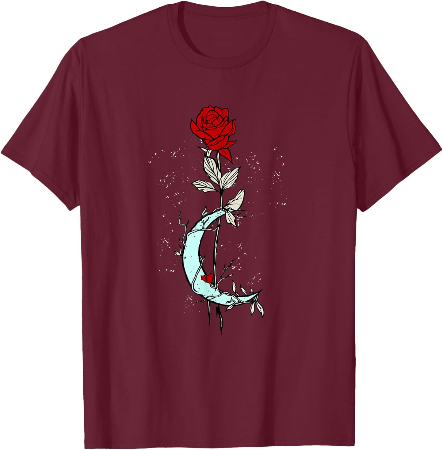 Rose Flower Moon Magical Gothic Goth T-Shirt - T-Shirt | Maroon