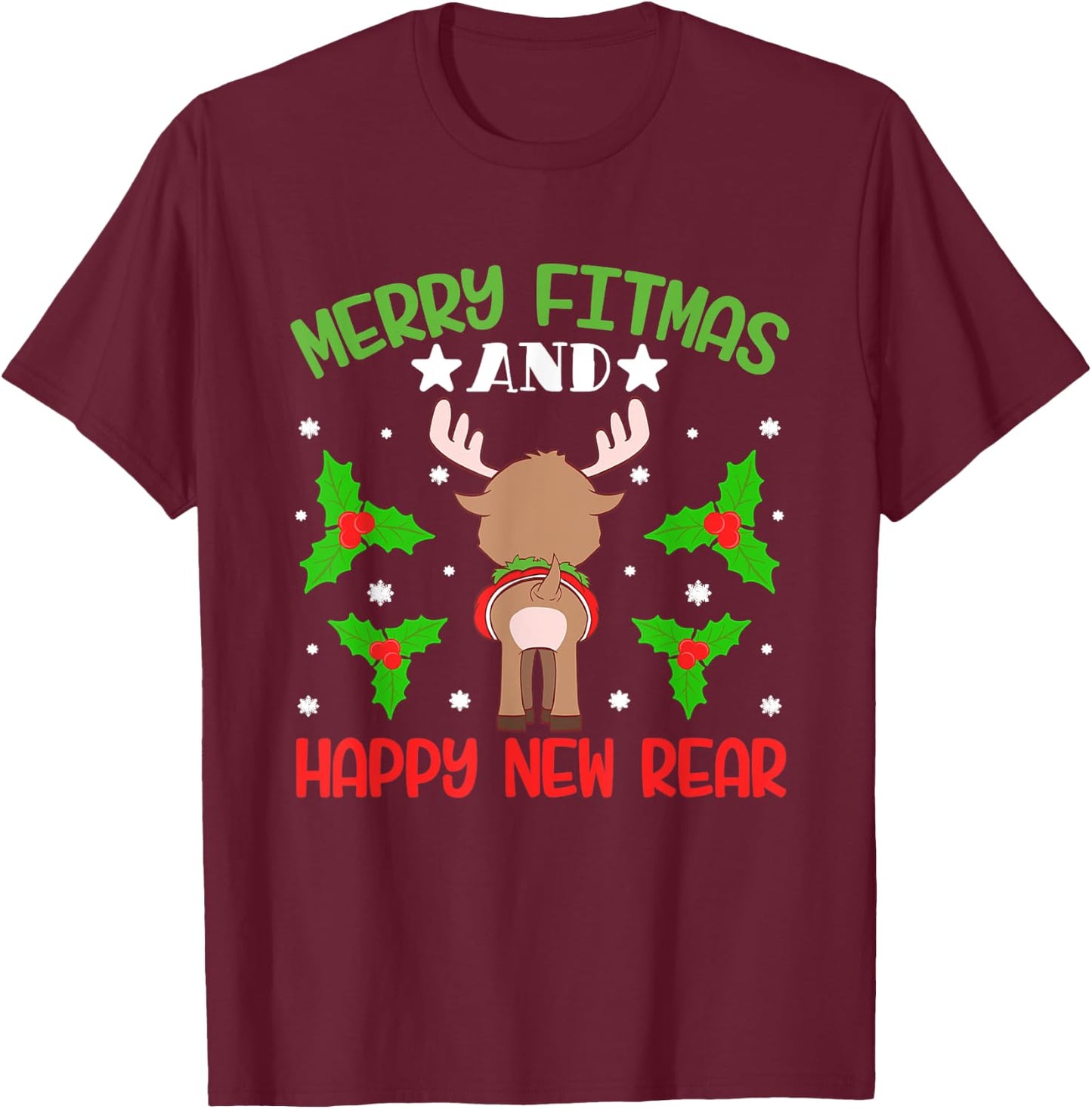 Merry Fitmas and a Happy New Year T-Shirt - T-Shirt | Maroon