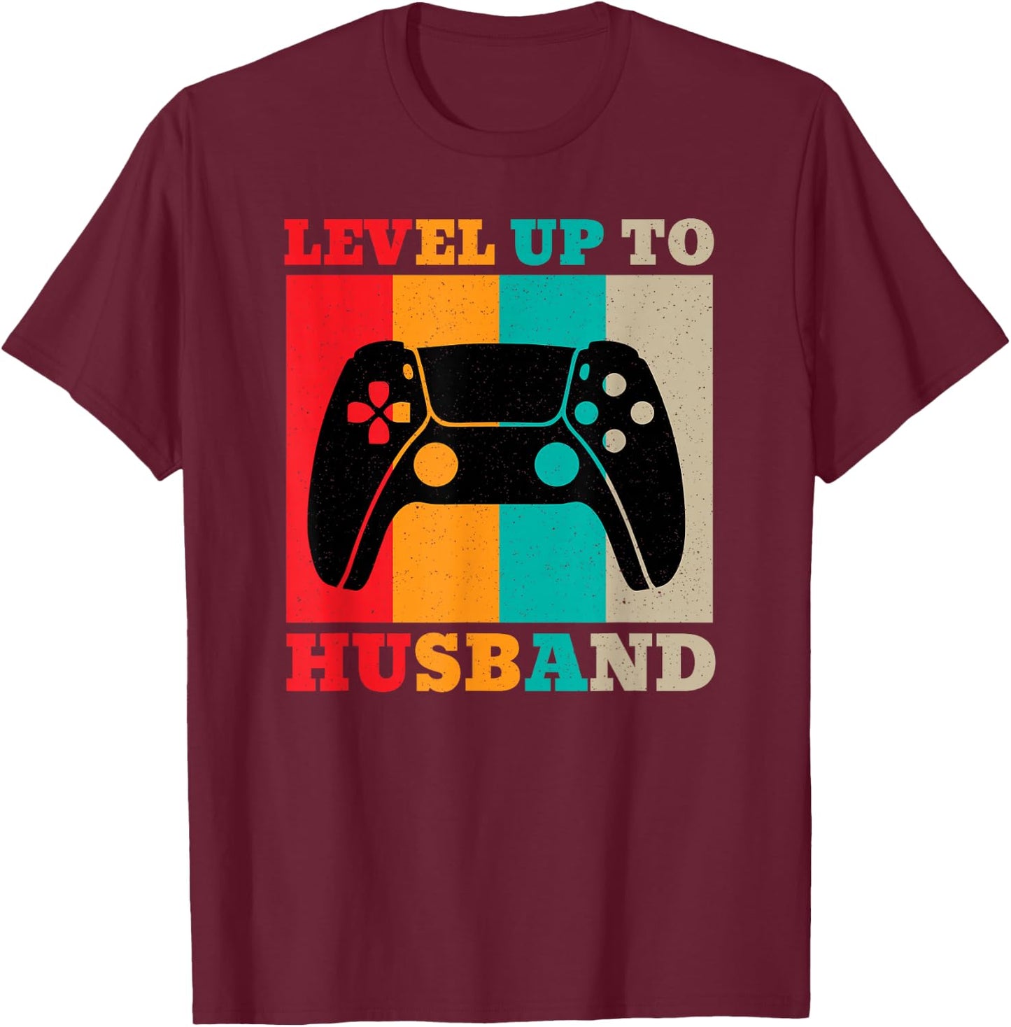 Funny Honeymoon Men's Level Up To Husband Just Married T-Shirt - T-Shirt | Maroon