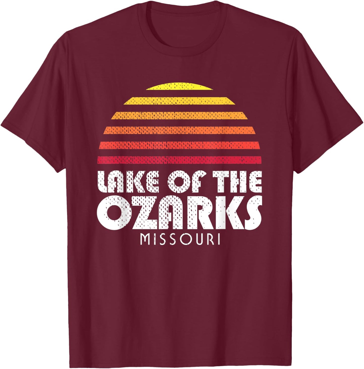 Lake of the Ozarks Missouri Retro Vintage Style Sunset T-Shirt - T-Shirt | Maroon