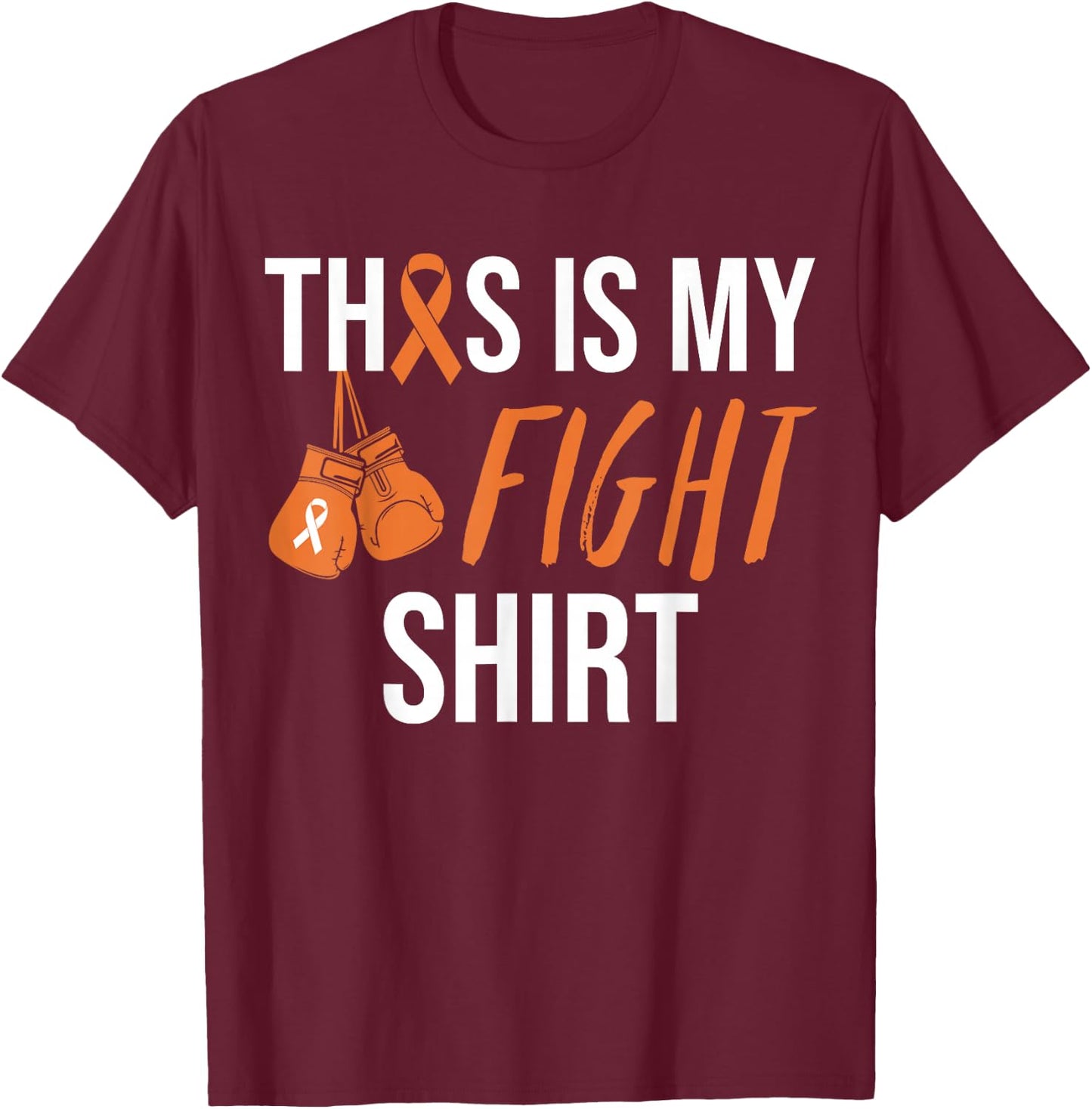 Kidney Cancer Awareness Orange Ribbon T-Shirt - T-Shirt | Maroon