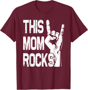 Funny This Mom Rocks Rock n Roll Metal Grunge Mother's Day T-Shirt - T-Shirt | Maroon