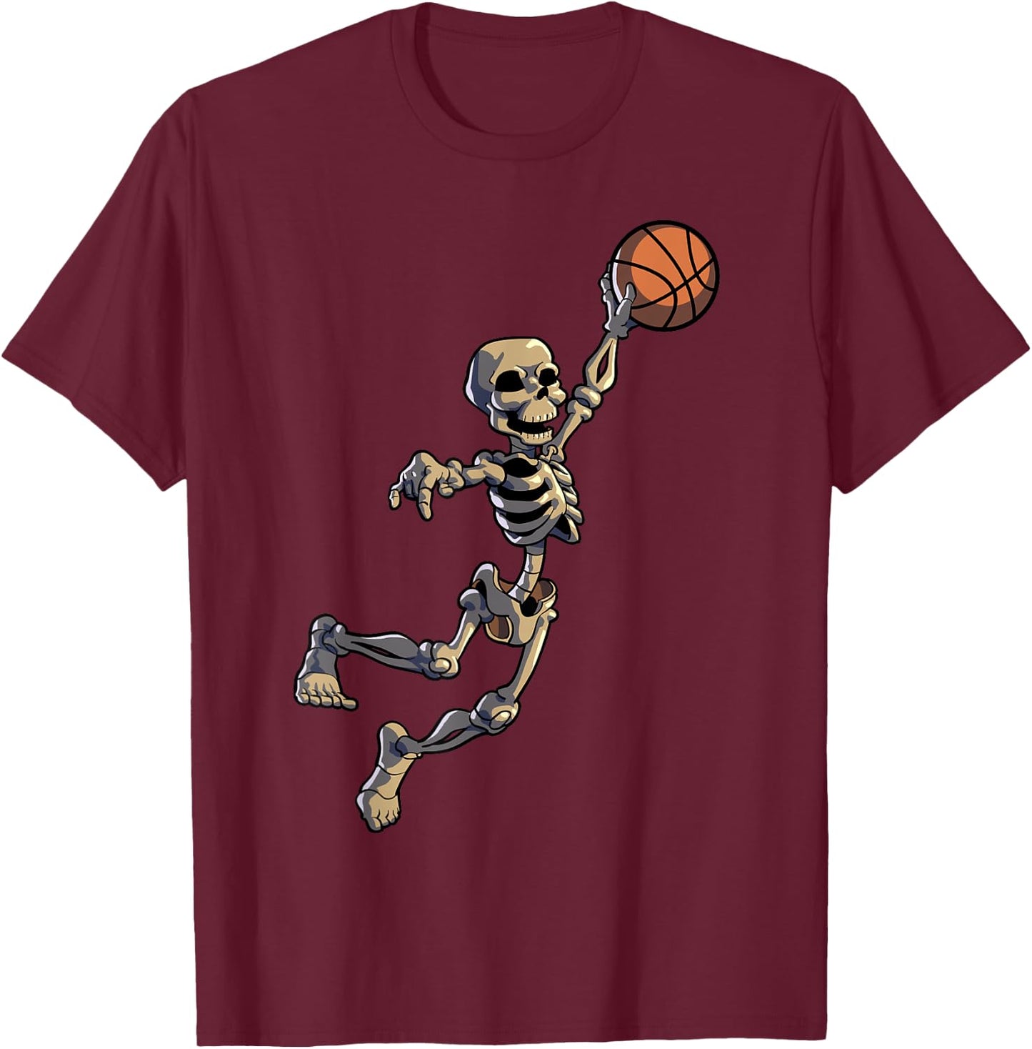 Basketball Skeleton Halloween Men Boys Basketball Halloween T-Shirt - T-Shirt | Maroon