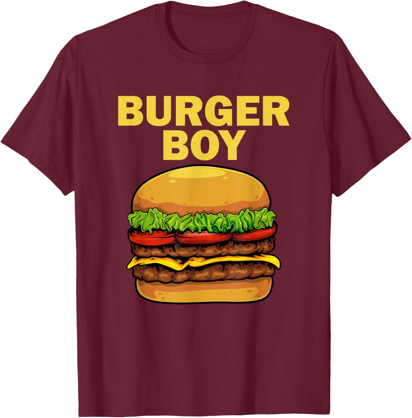 Cool Burger Art For Boys Men Hamburger Cheeseburger Lovers T-Shirt - T-Shirt | Maroon