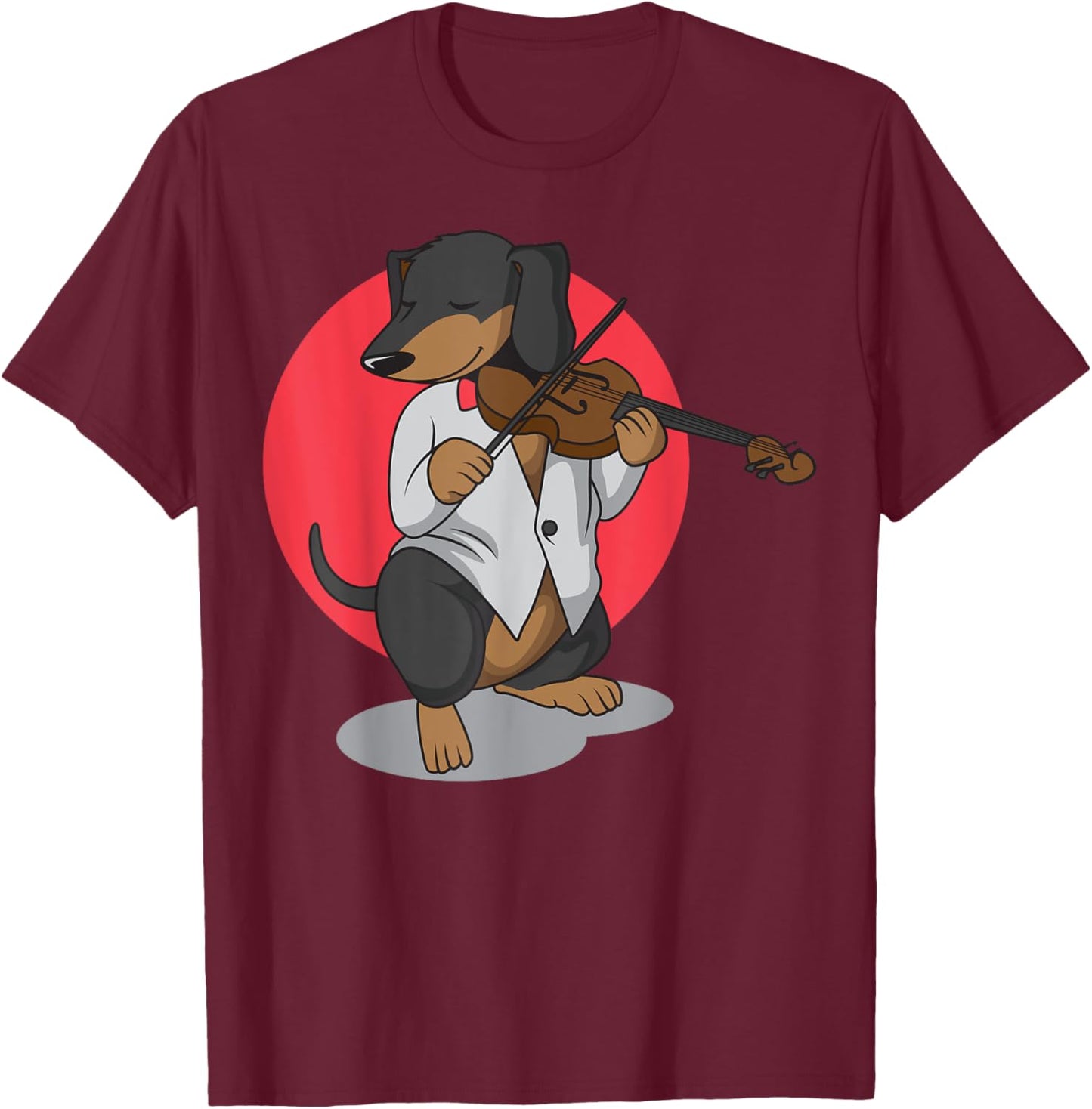 Dachshund Wiener Dog Playing Violin Cute Funny Violinist T-Shirt - T-Shirt | Maroon