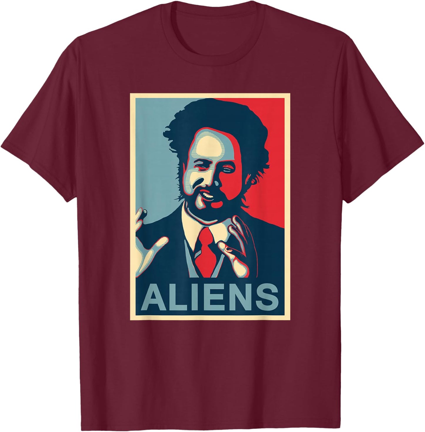 Because Aliens Funny Ancient Astronaut Conspiracy T-Shirt - T-Shirt | Maroon