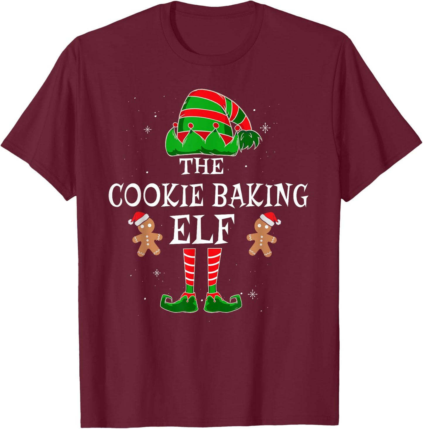 The Cookie Baking Elf Group Matching Family Christmas Funny T-Shirt - T-Shirt | Maroon