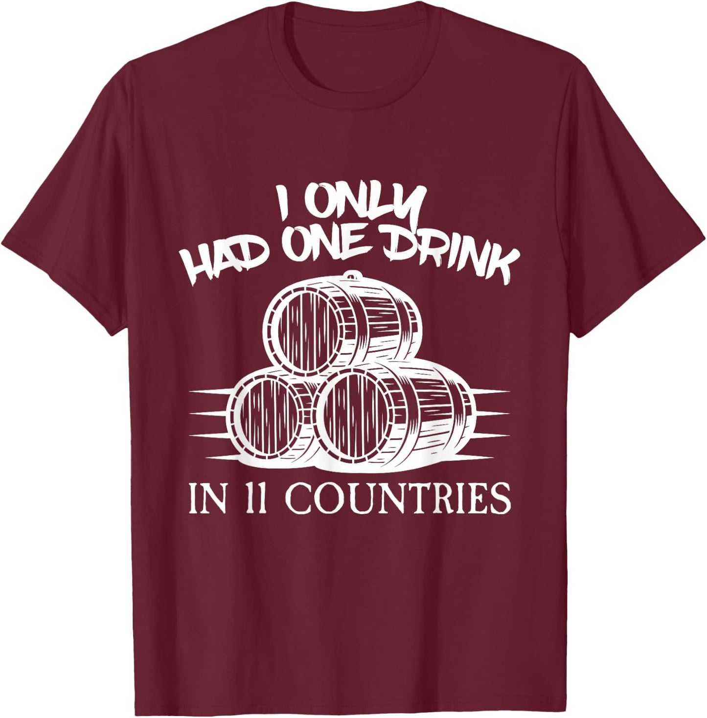 Drinking Around the World Adult Vacation Showcase 11 Country T-Shirt - T-Shirt | Maroon