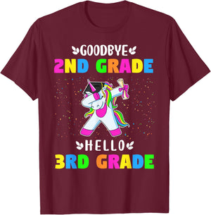 Goodbye Second Grade Hello Third Grade T-Shirt - T-Shirt | Maroon