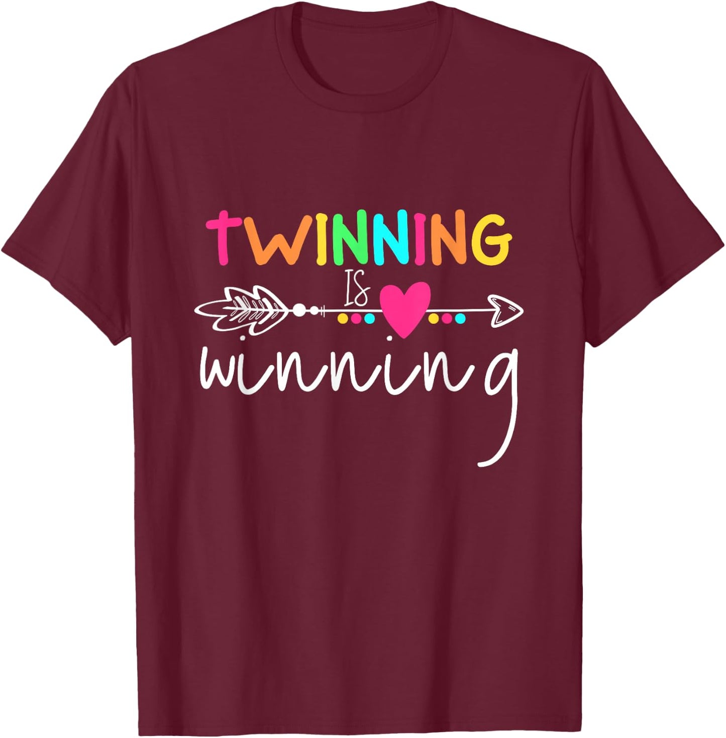Twin Spirit Week Kid Arrow Teacher Squad Twinning is Winning T-Shirt - T-Shirt | Maroon