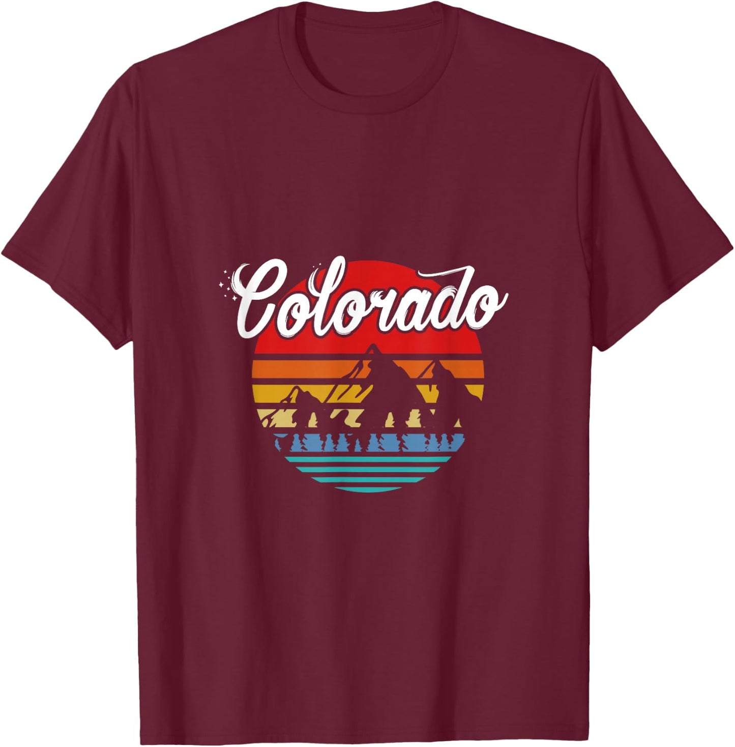 Colorado State Mountain Outdoor Vacation Retro T-Shirt - T-Shirt | Maroon