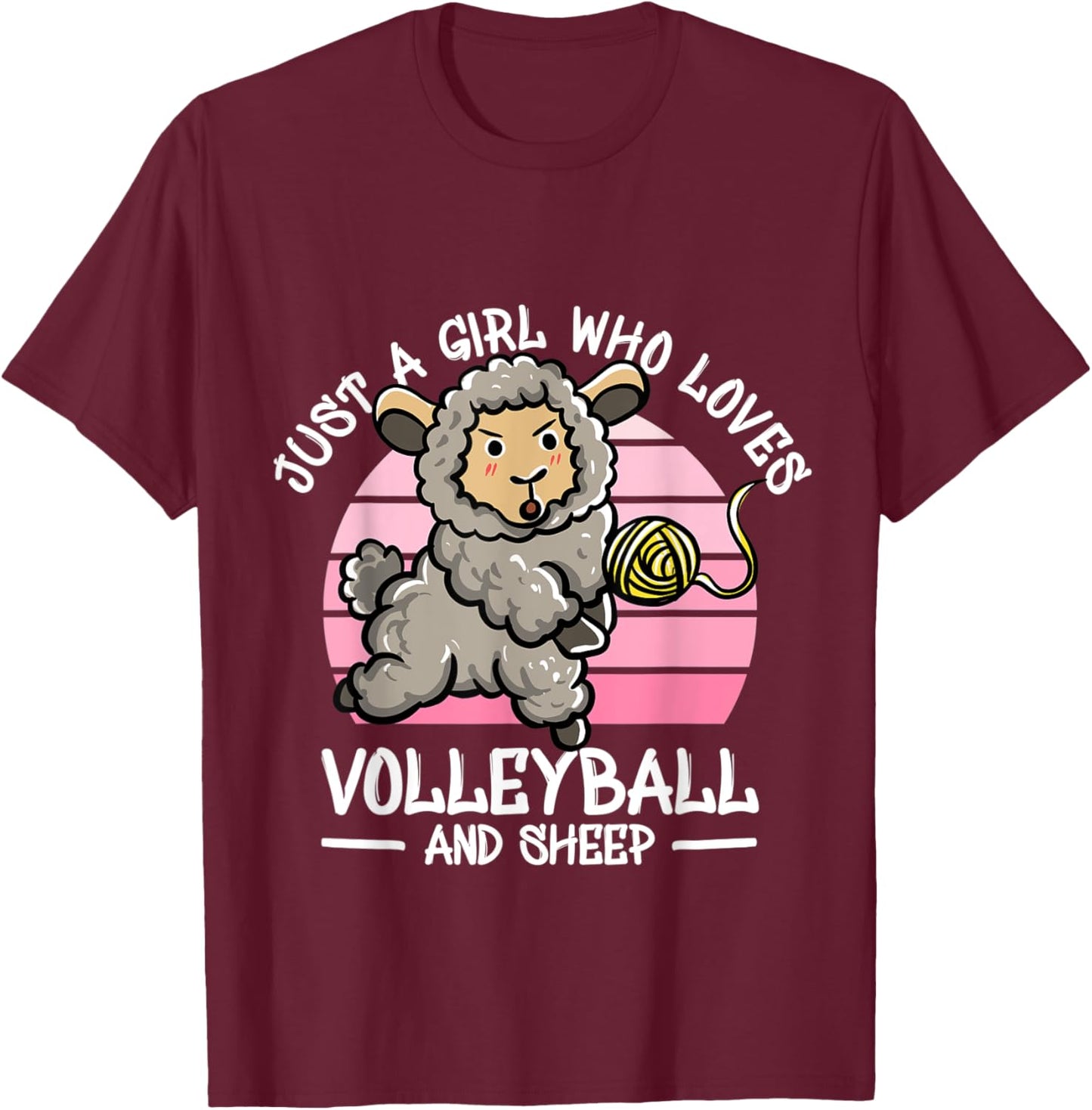 Just a girl who loves volleyball and sheep gifts T-Shirt - T-Shirt | Maroon