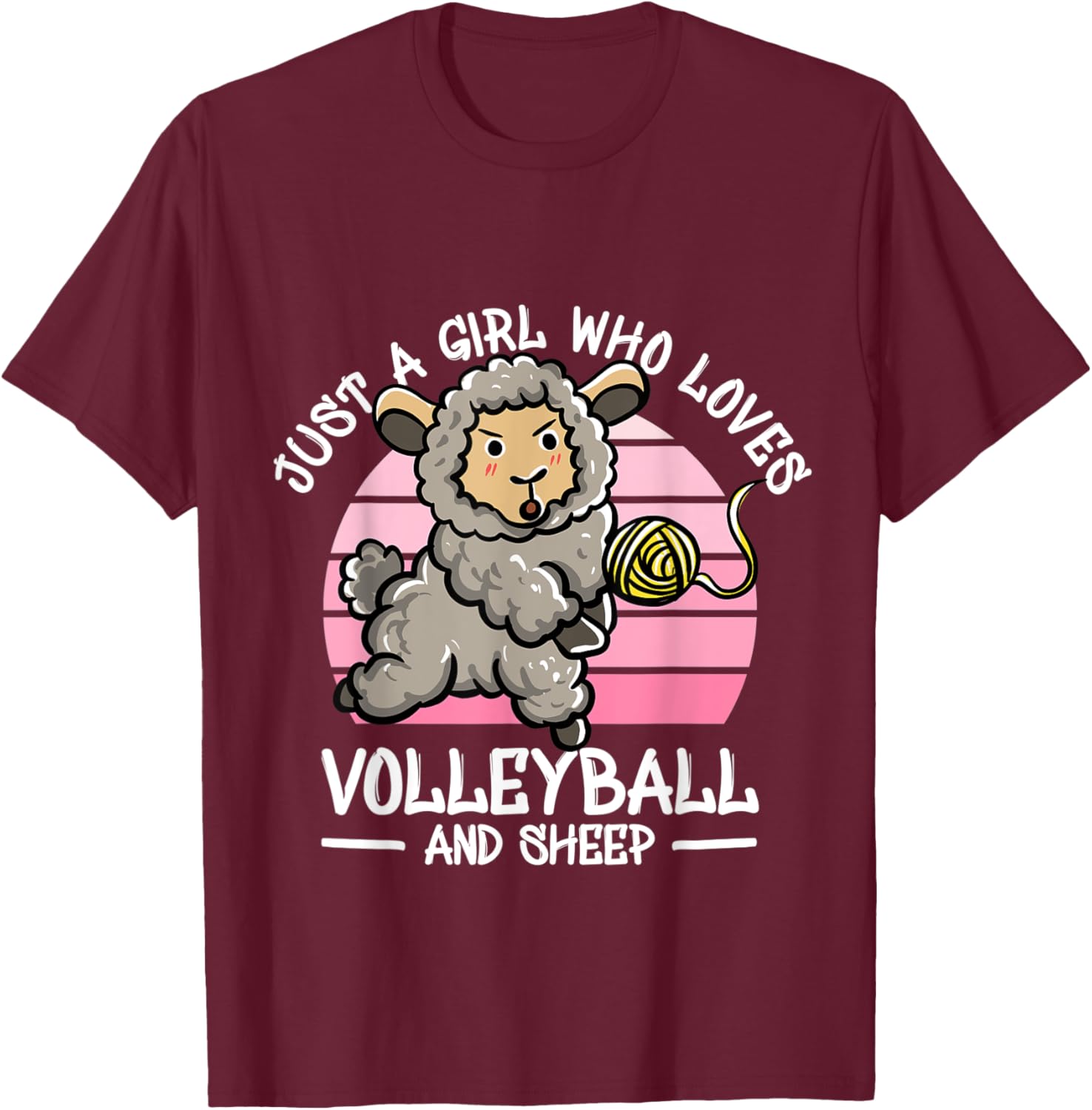 Just a girl who loves volleyball and sheep gifts T-Shirt - T-Shirt | Maroon