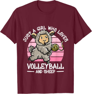 Just a girl who loves volleyball and sheep gifts T-Shirt - T-Shirt | Maroon