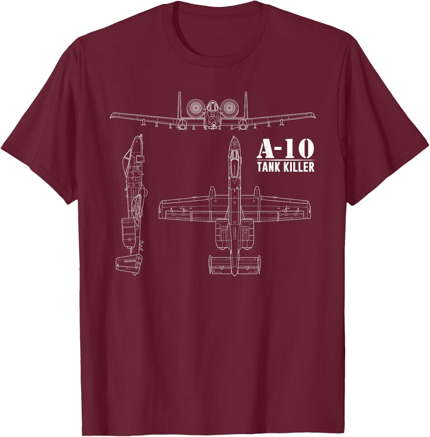 A-10 Warthog Tank Killer Air Force Thunderbolt T-Shirt - T-Shirt | Maroon