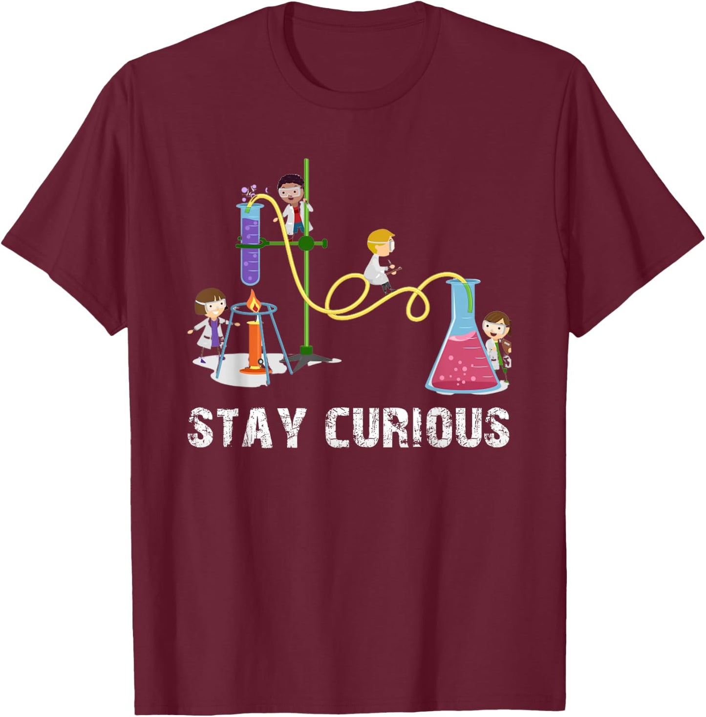 Stay Curious Science for Kids T-Shirt - T-Shirt | Maroon