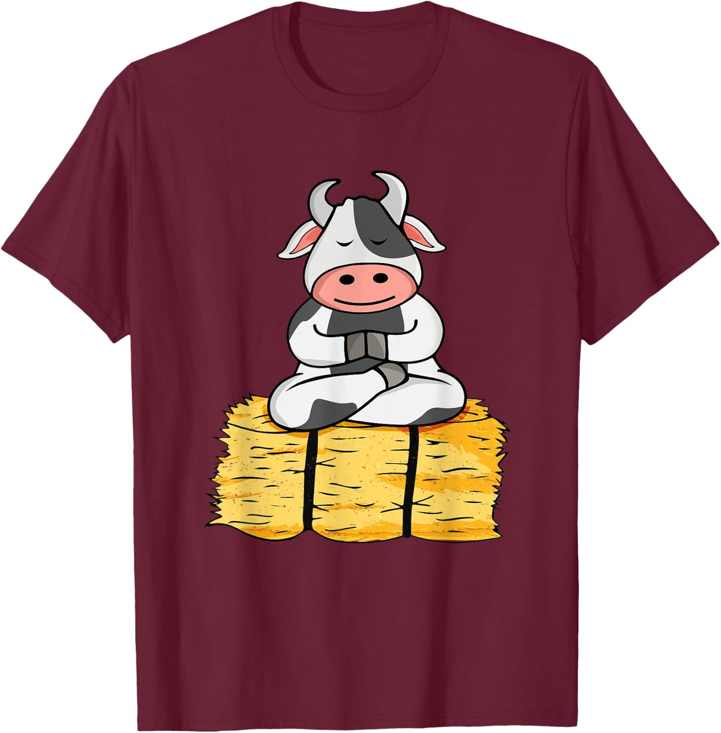 Meditating Cow Lover Yoga Lover Women Meditation T-Shirt - T-Shirt | Maroon