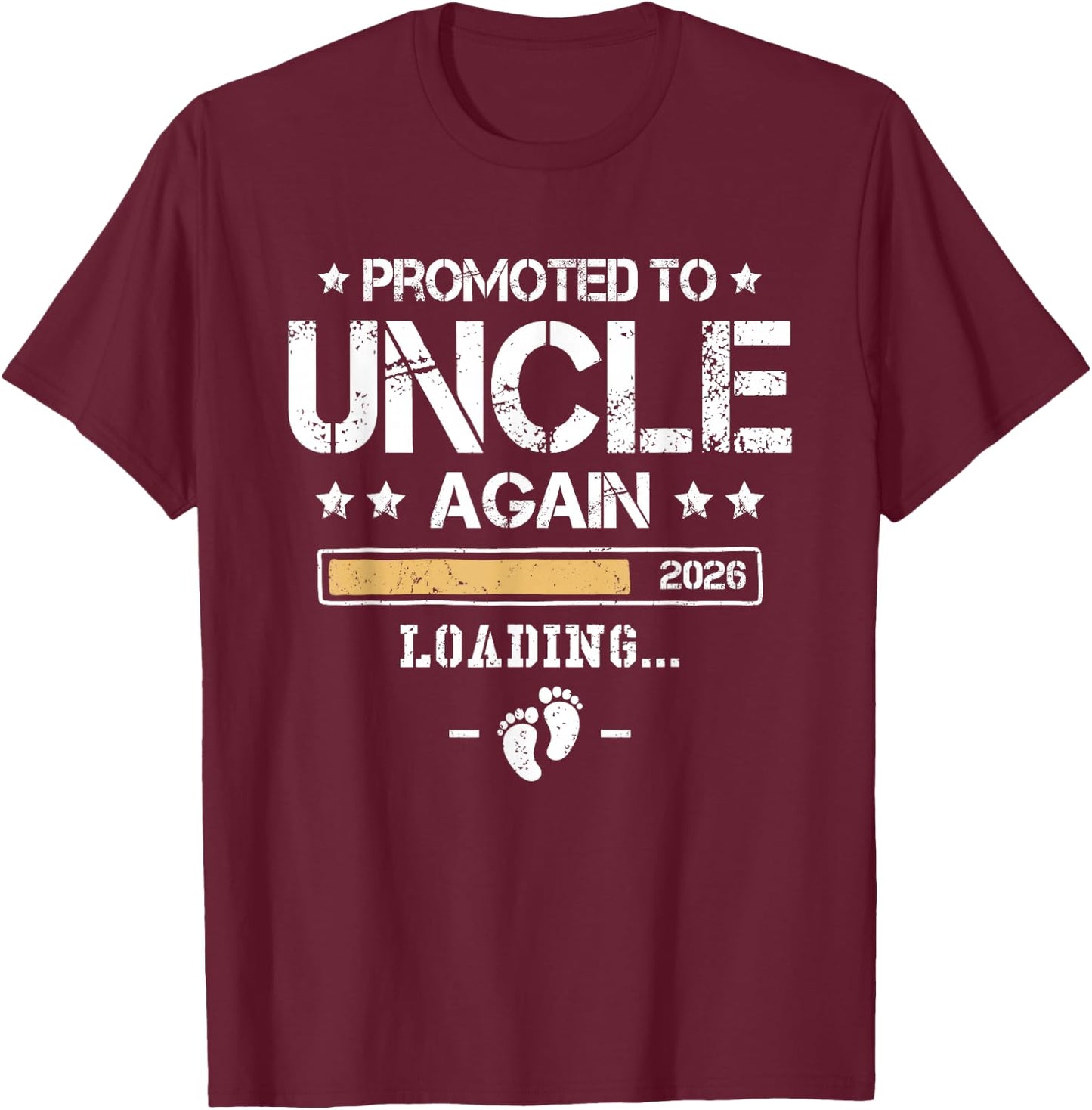 Promoted to Uncle Again 2026 2nd Time Uncle Pregnancy Reveal T-Shirt - T-Shirt | Maroon