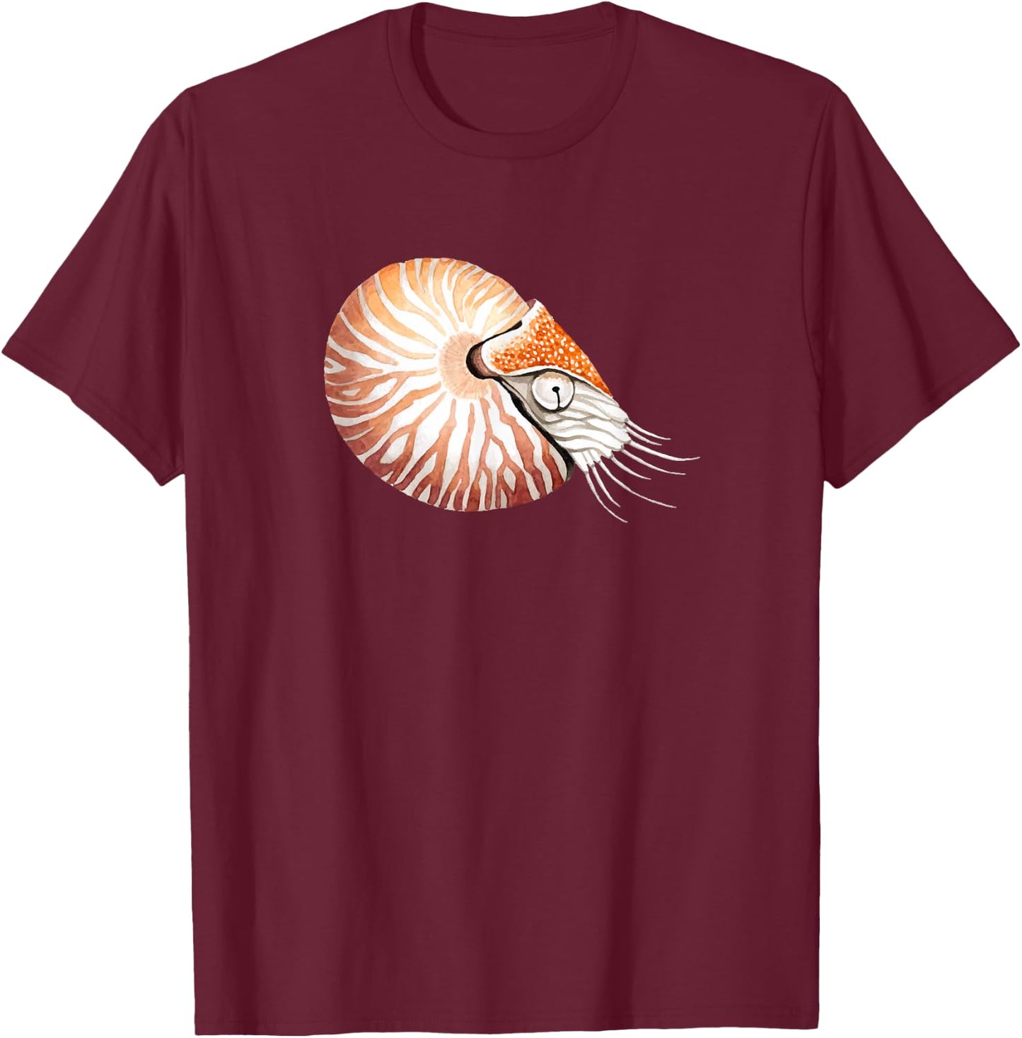 Living Fossil | Underwater Cephalopod Nautilus Design T-Shirt - T-Shirt | Maroon