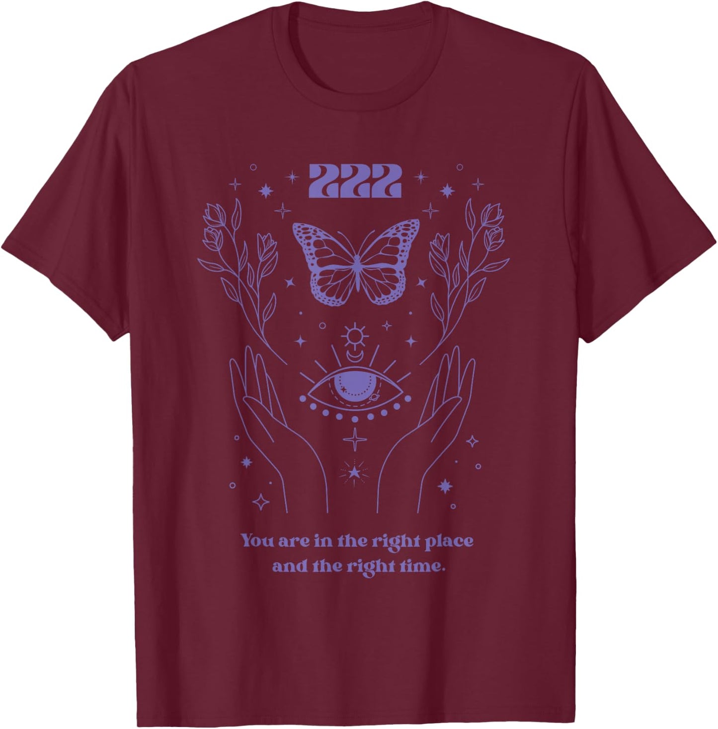 222 Angel Number Shirt Angel Aesthetic Angel Core Butterfly T-Shirt - T-Shirt | Maroon