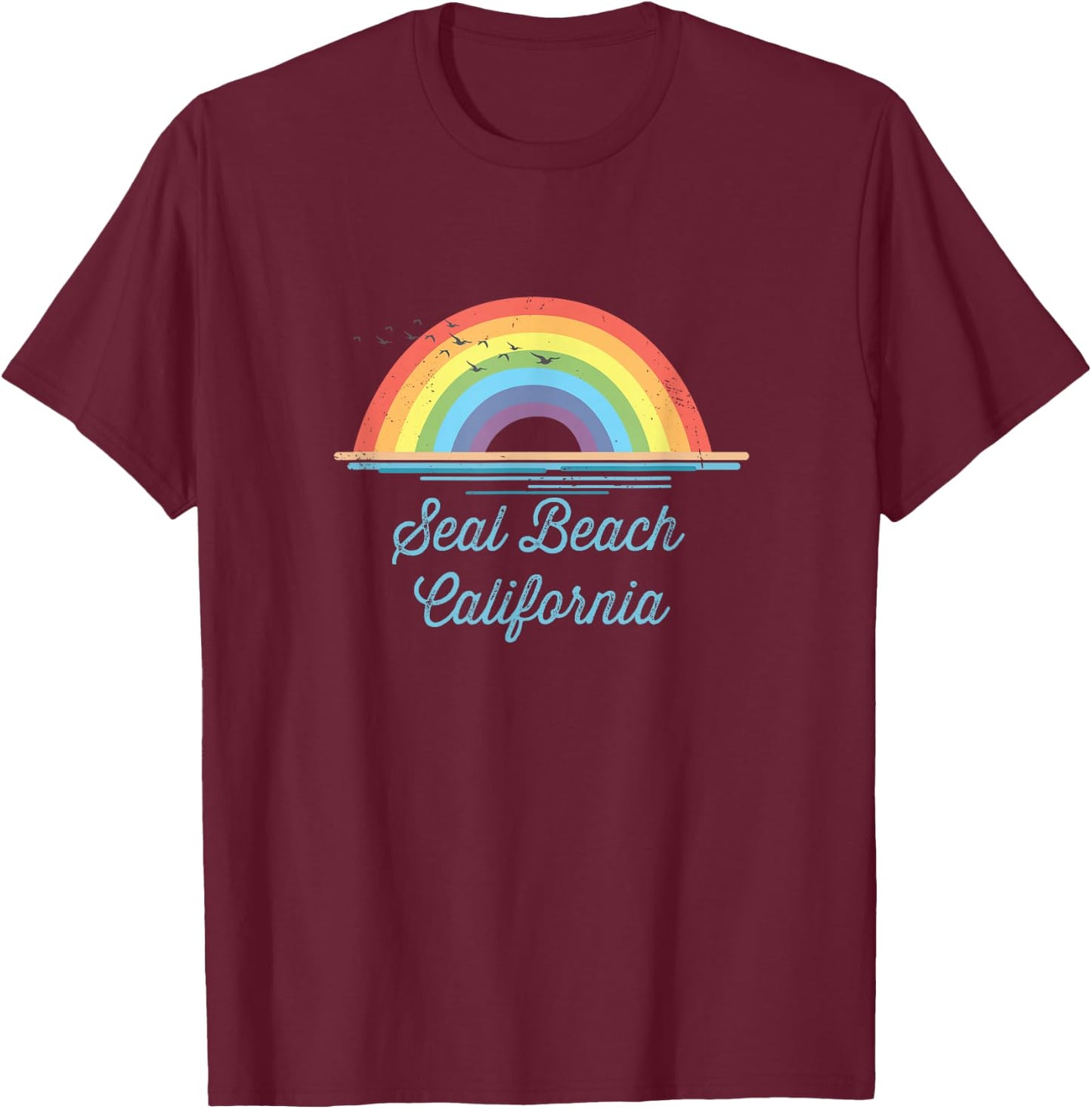 Seal Beach California Souvenir Graphic T-Shirt - T-Shirt | Maroon