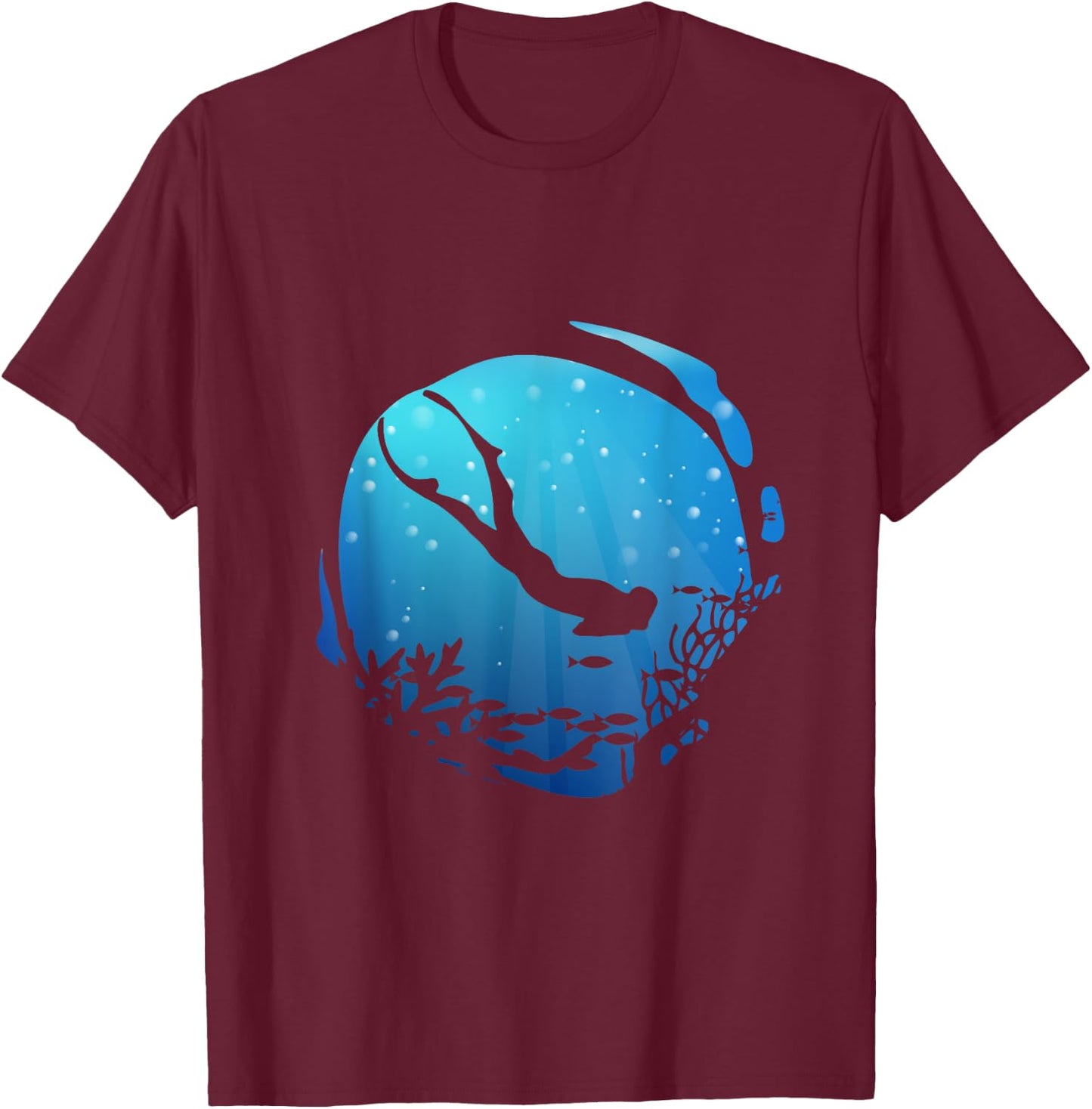 Free Diving Freediving Apnea Spearfishing Skin Dive T-Shirt - T-Shirt | Maroon