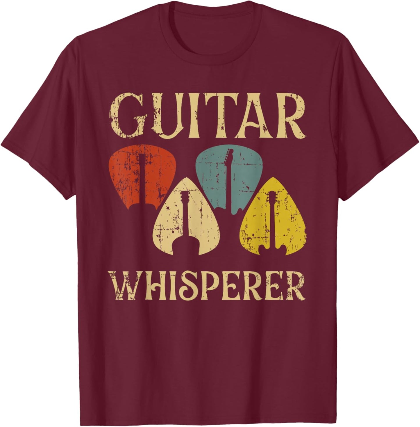 Guitars Whisperer Funny Guitarist Music Lover Gift Men Women T-Shirt - T-Shirt | Maroon