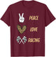 Women's Racing Design Kids Girls Peace Love Racing Race Flag T-Shirt - T-Shirt | Maroon