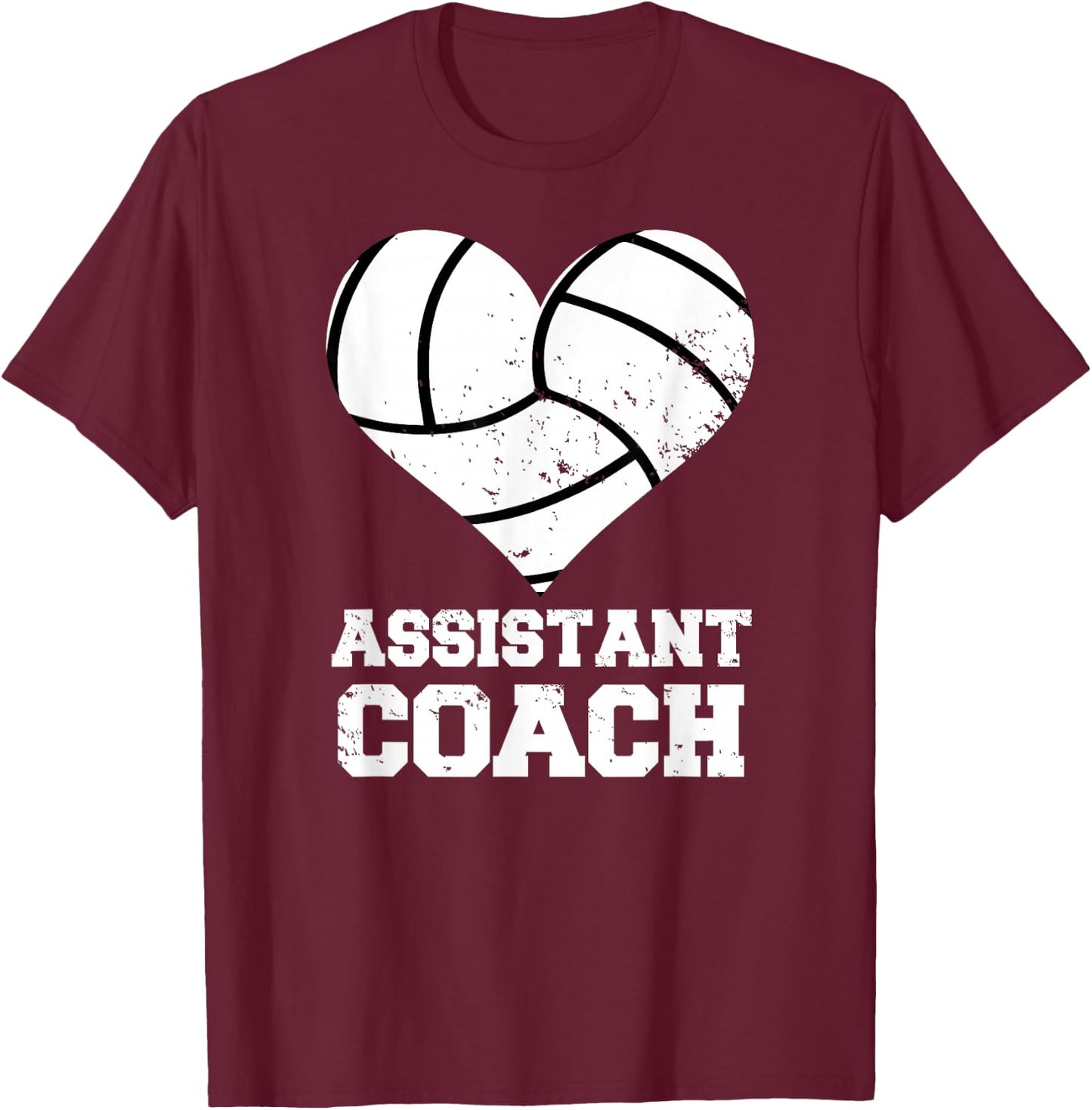 Assistant Volleyball Coach Heart Funny Assistant Coach T-Shirt - T-Shirt | Maroon