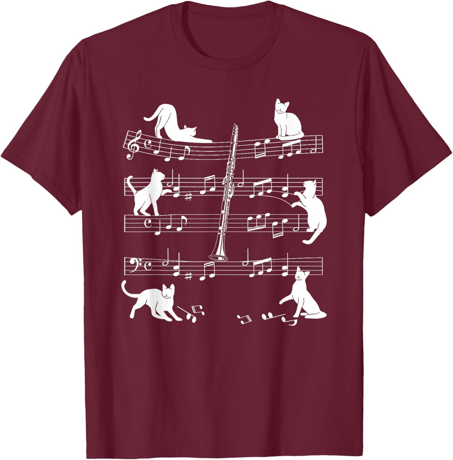 Clarinetist Cats for Cat Loving Clarinet Player T-Shirt - T-Shirt | Maroon