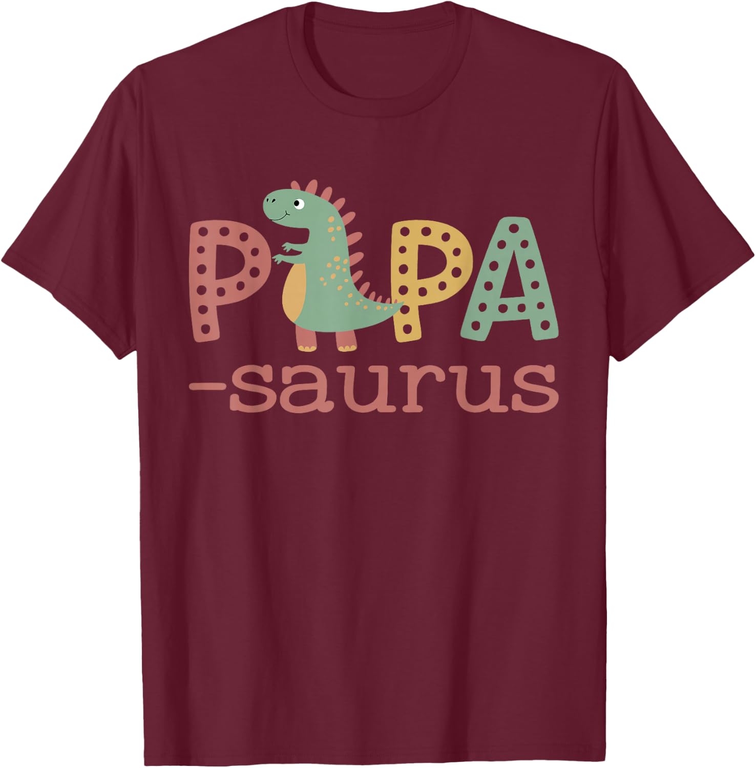 Papasaurus T Rex Dinosaur Papa Saurus Family Matching Retro T-Shirt - T-Shirt | Maroon