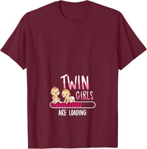 Twin Girls are loading T Shirt Pregnancy Announcement Gift T-Shirt - T-Shirt | Maroon