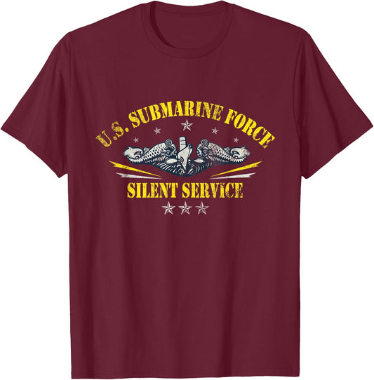 U.S Submarine Force Silent Service Patriotic Veterans Day T-Shirt - T-Shirt | Maroon