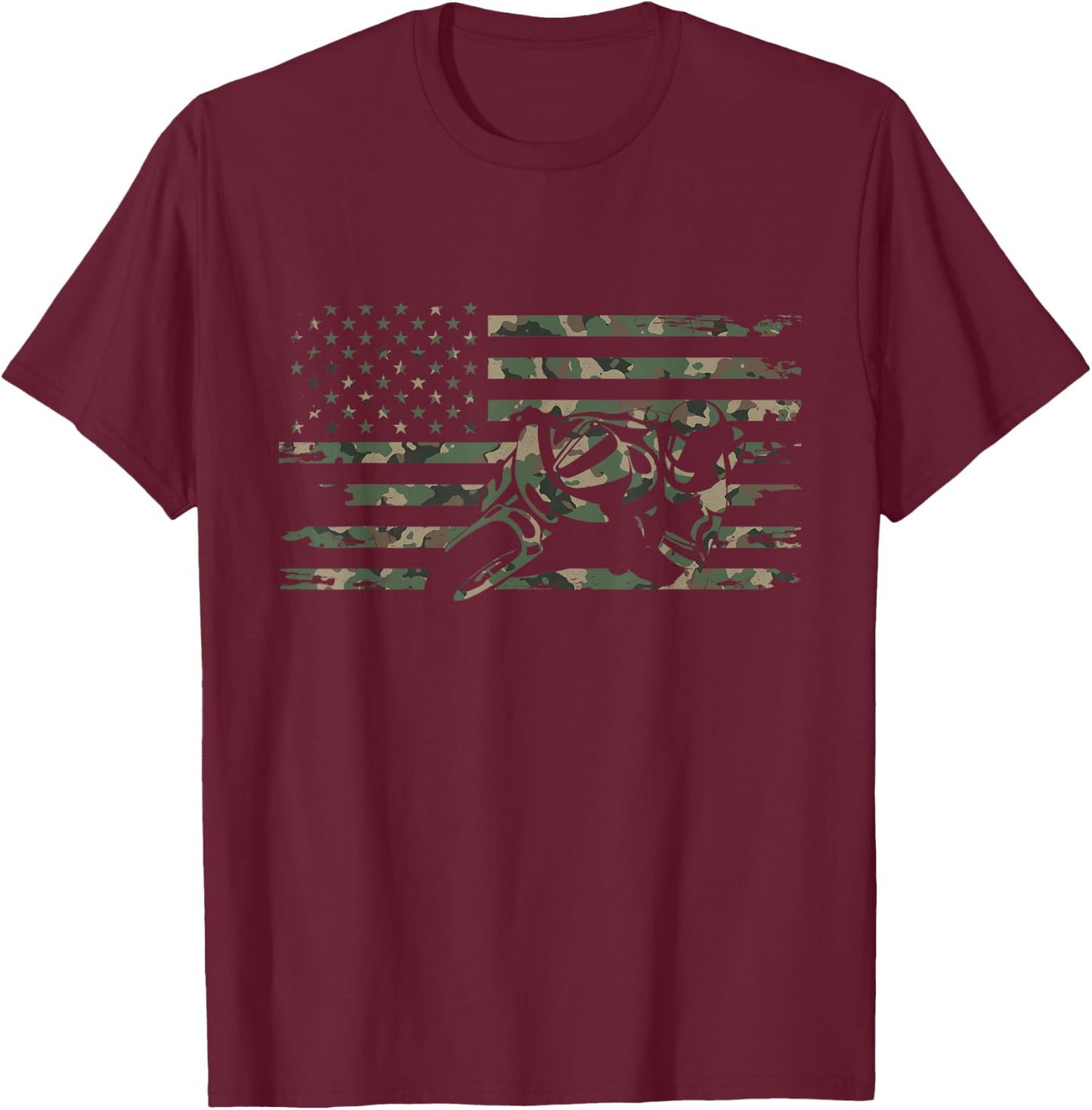 American Flag Camouflage Motorcycle Apparel - Motorcycle Kids Men T-Shirt - T-Shirt | Maroon