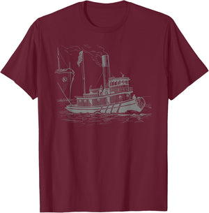 Tugboat Boat Captain T-Shirt - T-Shirt | Maroon
