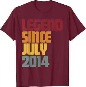 Legend Since July 2014 12th Birthday - Vintage T-Shirt - T-Shirt | Maroon