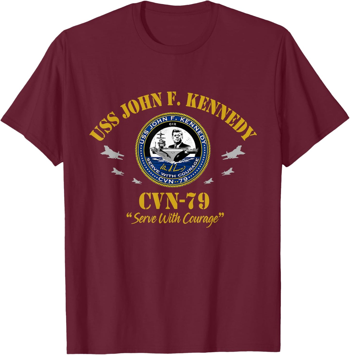 USS John F. Kennedy CVN-79 Aircraft Carrier Veteran Vintage T-Shirt - T-Shirt | Maroon
