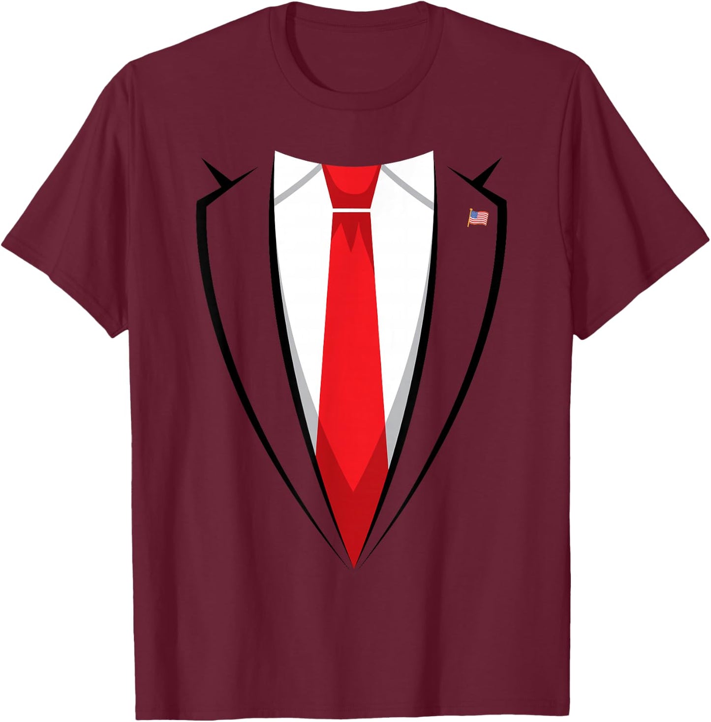 Halloween Trump Suit Shirt US President Easy Costume T-Shirt - T-Shirt | Maroon