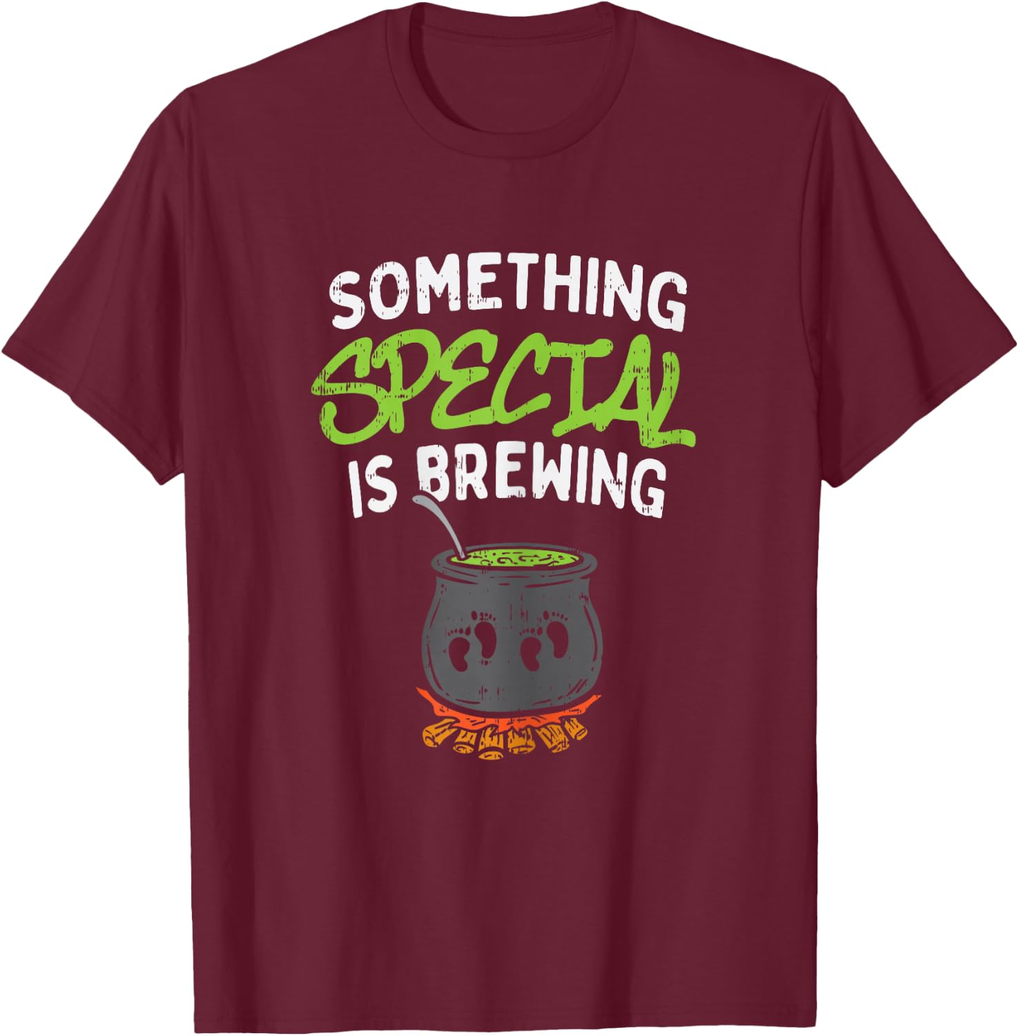 Something Is Brewing Twins Halloween Pregnancy Announcement T-Shirt - T-Shirt | Maroon